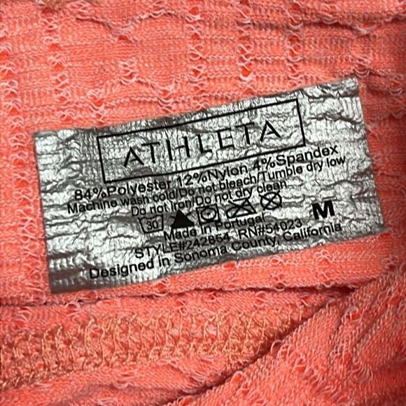 Athleta Bright Salmon Pullover Fitted Hoodie with Drawstrings & Thumb Holes- Med - Picture 11 of 11